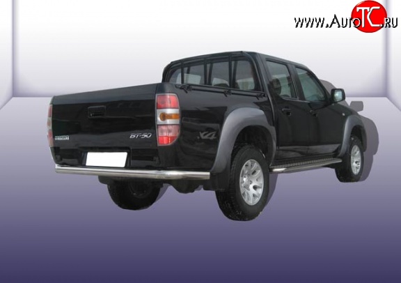 13 499 р. Одинарная защита заднего бампера из трубы диаметром 76 мм Slitkoff  Mazda BT-50 (2006-2011) (Нержавейка, Полированная)  с доставкой в г. Кемерово