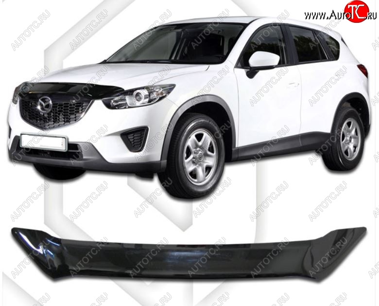2 799 р. Дефлектор капота CA-Plastic Mazda CX-5 KE рестайлинг (2015-2017) (Classic черный, Без надписи)  с доставкой в г. Кемерово