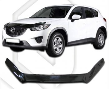 2 199 р. Дефлектор капота CA-Plastiс exclusive  Mazda CX-5  KE (2011-2017) дорестайлинг, рестайлинг (Classic черный, Без надписи)  с доставкой в г. Кемерово. Увеличить фотографию 1