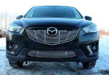 3 968 р. Декоративный элемент воздухозаборника Souz96 нержавеющая сталь Mazda CX-5 KE дорестайлинг (2011-2014) (Черная 10 мм)  с доставкой в г. Кемерово. Увеличить фотографию 1