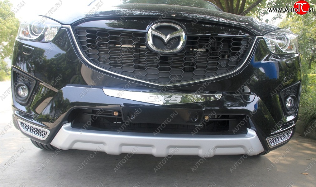 5 449 р. Накладка на передний бампер SuvStyle Mazda CX-5 KE дорестайлинг (2011-2014) (Неокрашенная)  с доставкой в г. Кемерово