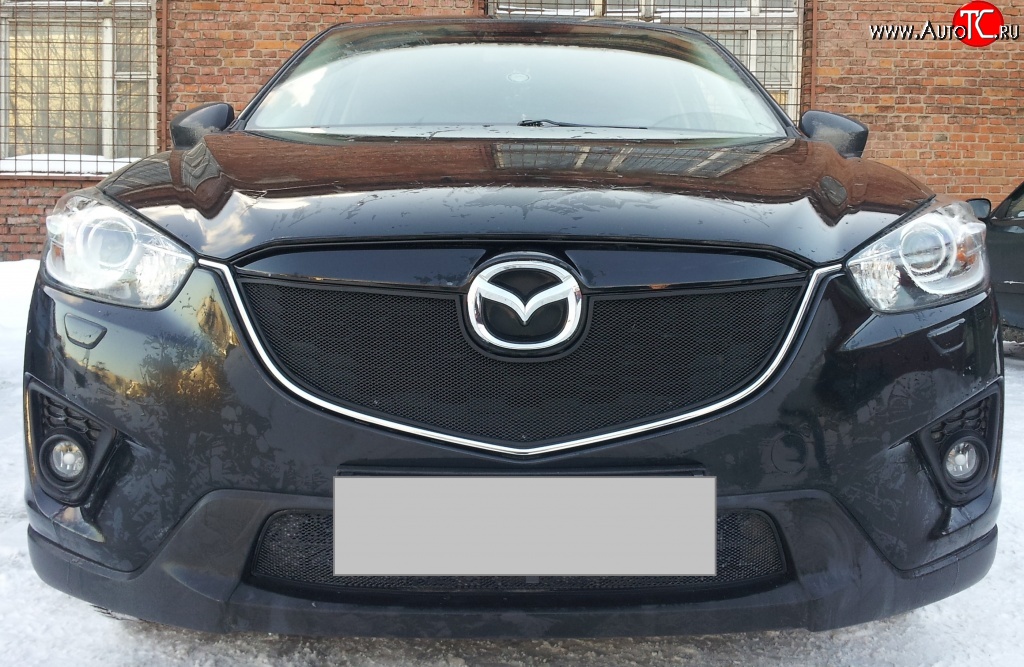 2 299 р. Нижняя сетка на бампер Russtal (черная) Mazda CX-5 KE дорестайлинг (2011-2014)  с доставкой в г. Кемерово