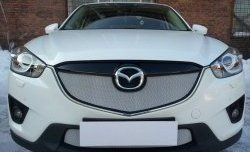 2 399 р. Нижняя сетка на бампер Russtal (хром) Mazda CX-5 KE дорестайлинг (2011-2014)  с доставкой в г. Кемерово. Увеличить фотографию 2