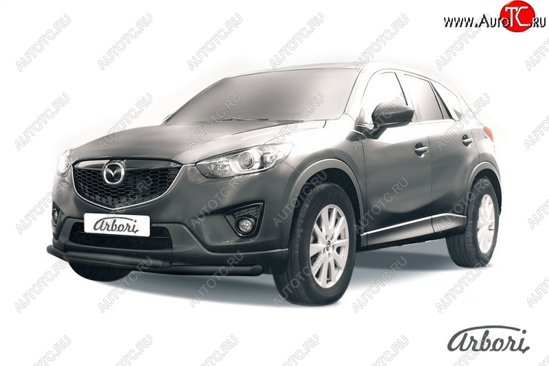 7 919 р. Защита переднего бампера Arbori (черная, 2 трубы d57 и 42 mm) Mazda CX-5 KE рестайлинг (2015-2017)  с доставкой в г. Кемерово