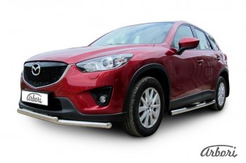 15 182 р. Защита переднего бампера Arbori (нержавейка, 2 трубы d57 и 42 mm) Mazda CX-5 KE рестайлинг (2015-2017)  с доставкой в г. Кемерово. Увеличить фотографию 2