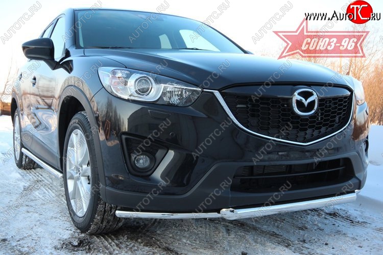 19 034 р. Защита переднего бампера двойная Souz-96 (d60/42)  Mazda CX-5  KE (2011-2017) дорестайлинг, рестайлинг  с доставкой в г. Кемерово