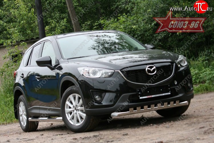 22 994 р. Защита переднего бампера с декоративными элементами (d60) Souz-96  Mazda CX-5  KE (2011-2017) дорестайлинг, рестайлинг  с доставкой в г. Кемерово