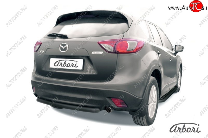 7 019 р. Защита заднего бампера Arbori (короткая, черная, 1 труба d57 mm).  Mazda CX-5  KE (2011-2017) дорестайлинг, рестайлинг  с доставкой в г. Кемерово