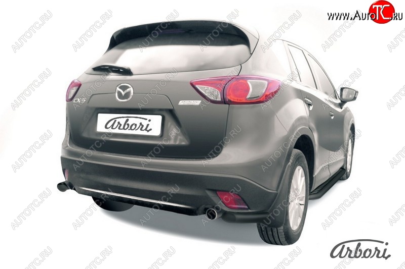 7 019 р. Защита заднего бампера Arbori (уголки, черная, 1 труба d57 mm).  Mazda CX-5  KE (2011-2017) дорестайлинг, рестайлинг  с доставкой в г. Кемерово