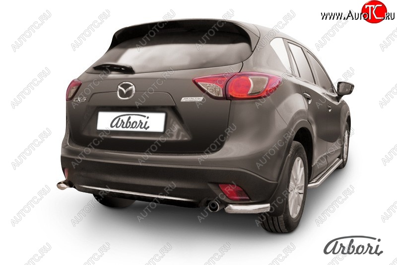 3 099 р. Защита заднего бампера Arbori (нержавейка, 1 труба d57 mm). Mazda CX-5 KE дорестайлинг (2011-2014)  с доставкой в г. Кемерово