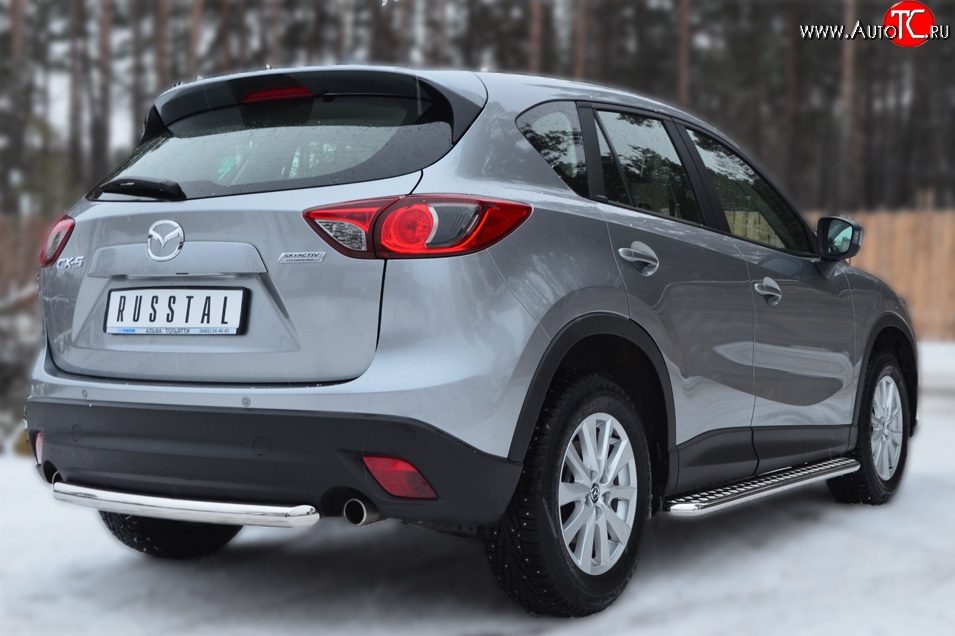 12 949 р. Одинарная защита заднего бампера из трубы диаметром 63 мм SLITKOFF  Mazda CX-5  KE (2011-2017) дорестайлинг, рестайлинг  с доставкой в г. Кемерово