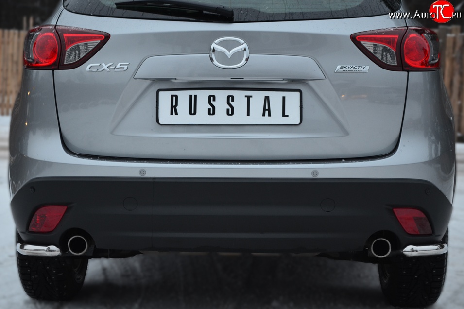 14 549 р. Защита заднего бампера (Ø63 мм уголки, нержавейка) SLITKOFF  Mazda CX-5  KE (2011-2017) дорестайлинг, рестайлинг  с доставкой в г. Кемерово