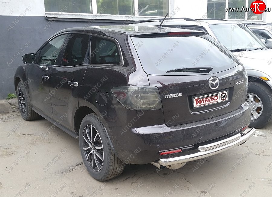 5 199 р. Защита заднего бампера WINBO (двойная труба, нержавейка)  Mazda CX-7  ER (2006-2012) дорестайлинг, рестайлинг  с доставкой в г. Кемерово