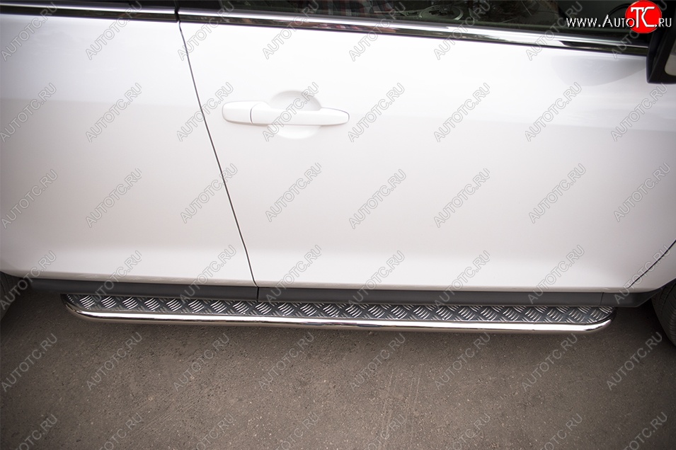 24 649 р. Порожки для ног (Ø42) SLITKOFF  Mazda CX-7  ER (2010-2012) рестайлинг (лист - алюминий, профиль - нержавейка)  с доставкой в г. Кемерово