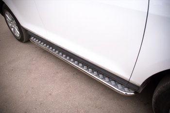 22 999 р. Широкая защита порогов с трубой диаметром 42 мм SLITKOFF v2 Mazda CX-7 ER рестайлинг (2010-2012)  с доставкой в г. Кемерово. Увеличить фотографию 2