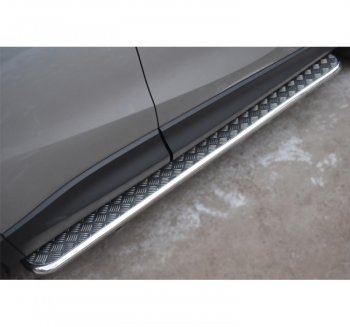 Широкая защита порогов с трубой диаметром 42 мм SLITKOFF v2 Mazda CX-7  ER (2010-2012) рестайлинг