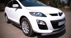 70 999 р. Защита порогов из круглой трубы диаметром 63 мм Russtal Mazda CX-7 ER рестайлинг (2010-2012) (Защита порогов с со скосами на торцах (вариант 1))  с доставкой в г. Кемерово. Увеличить фотографию 4