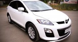 83 999 р. Защита порогов с пластиковыми вставками для ног из круглой трубы диаметром 76 мм Russtal Mazda CX-7 ER рестайлинг (2010-2012) (Защита порогов с со скосами на торцах (вариант 1))  с доставкой в г. Кемерово. Увеличить фотографию 8