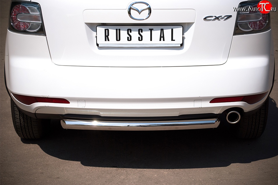 14 799 р. Одинарная защита заднего бампера из трубы диаметром 63 мм SLITKOFF  Mazda CX-7  ER (2010-2012) рестайлинг  с доставкой в г. Кемерово