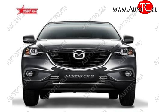 4 649 р. Декоративный элемент воздухозаборника Souz96  Mazda CX-9  TC (2015-2025) дорестайлинг (Черная 10 мм)  с доставкой в г. Кемерово