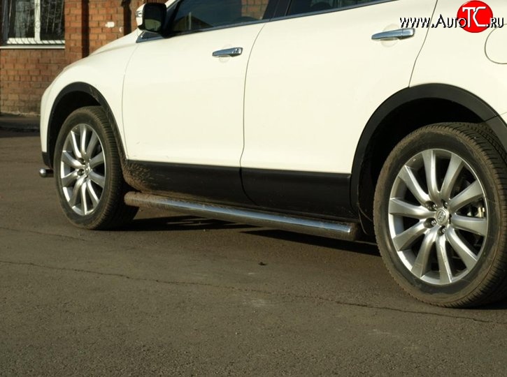 12 699 р. Защита порогов из круглой трубы d76 мм Металл Дизайн Mazda CX-9 TB дорестайлинг (2007-2009) (полированная нержавейка)  с доставкой в г. Кемерово