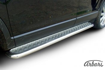 14 219 р. Защита штатных порогов с листом Arbori (нержавейка, алюминий, d57) Mazda CX-9 TB дорестайлинг (2007-2009)  с доставкой в г. Кемерово. Увеличить фотографию 2