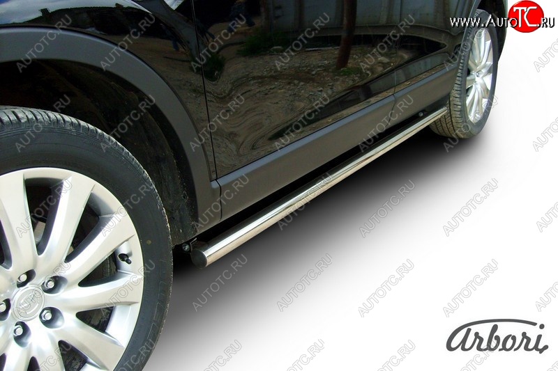 11 609 р. Защита штатных порогов Arbori (нержавейка, d57 mm). Mazda CX-9 TB дорестайлинг (2007-2009)  с доставкой в г. Кемерово