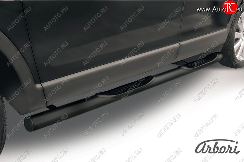 9 989 р. Защита штатных порогов Arbori (с проступью, черная, d76 mm). Mazda CX-9 TB дорестайлинг (2007-2009)  с доставкой в г. Кемерово
