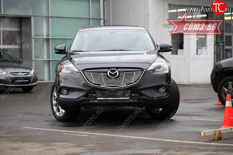 8 504 р. Декоративный элемент решетки радиатора Souz-96 (d10) Mazda CX-9 TB дорестайлинг (2007-2009)  с доставкой в г. Кемерово