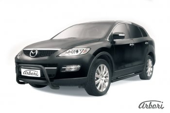 15 839 р. Защита переднего бампера Arbori (низкая, черная, 1 труба d57 mm). Mazda CX-9 TB дорестайлинг (2007-2009)  с доставкой в г. Кемерово. Увеличить фотографию 1