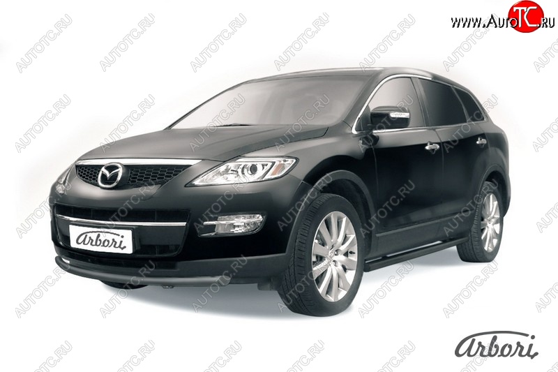 7 919 р. Защита переднего бампера Arbori (черная, 1 труба d57 mm). Mazda CX-9 TB дорестайлинг (2007-2009)  с доставкой в г. Кемерово