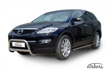 30 059 р. Защита переднего бампера Arbori (низкая, нержавейка, 1 труба d57 mm).  Mazda CX-9  TB (2007-2012) дорестайлинг, 1-ый рестайлинг  с доставкой в г. Кемерово. Увеличить фотографию 2