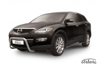 23 939 р. Защита переднего бампера Arbori (низкая - mini, нержавейка, 1 труба d57 mm). Mazda CX-9 TB дорестайлинг (2007-2009)  с доставкой в г. Кемерово. Увеличить фотографию 1