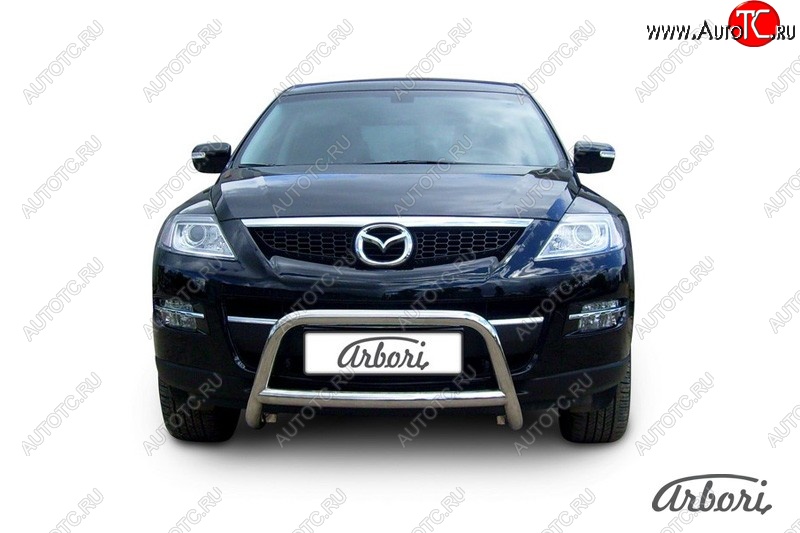 30 059 р. Защита переднего бампера Arbori (низкая, нержавейка, 1 труба d57 mm).  Mazda CX-9  TB (2007-2012) дорестайлинг, 1-ый рестайлинг  с доставкой в г. Кемерово