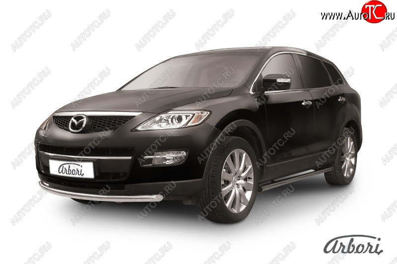 11 609 р. Защита переднего бампера Arbori (нержавейка, 1 труба d57 mm). Mazda CX-9 TB дорестайлинг (2007-2009)  с доставкой в г. Кемерово