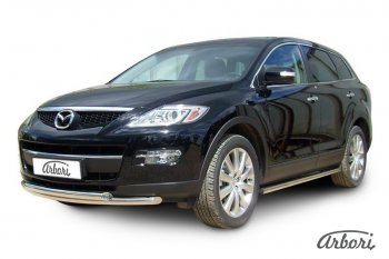 25 999 р. Защита переднего бампера Arbori (нержавейка, 2 трубы d57 и 57 mm) Mazda CX-9 TB дорестайлинг (2007-2009)  с доставкой в г. Кемерово. Увеличить фотографию 2