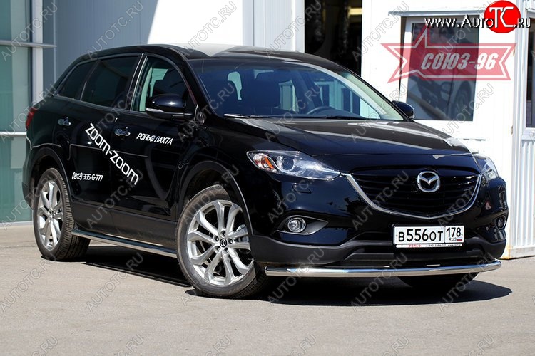 18 179 р. Защита переднего бампера одинарная рестайлинг Souz-96 (d60). Mazda CX-9 TB дорестайлинг (2007-2009)  с доставкой в г. Кемерово