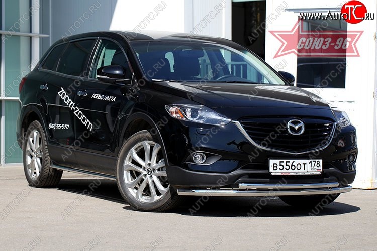 21 194 р. Защита переднего бампера одинарная рестайлинг Souz-96 (d60/42). Mazda CX-9 TB дорестайлинг (2007-2009)  с доставкой в г. Кемерово