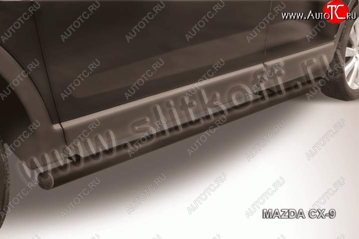 9 899 р. Защита порогов Slitkoff Mazda CX-9 TB дорестайлинг (2007-2009) (Цвет: серебристый)  с доставкой в г. Кемерово