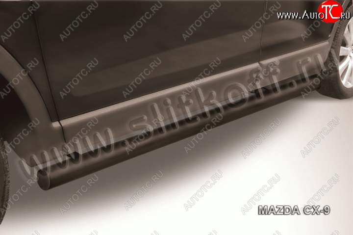 10 649 р. Защита порогов Slitkoff Mazda CX-9 TB дорестайлинг (2007-2009) (Цвет: серебристый)  с доставкой в г. Кемерово