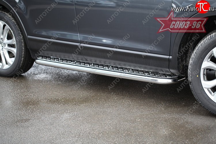25 244 р. Защита порогов с листом рестайлинг Souz-96 (d60).  Mazda CX-9  TB (2007-2009) дорестайлинг  с доставкой в г. Кемерово