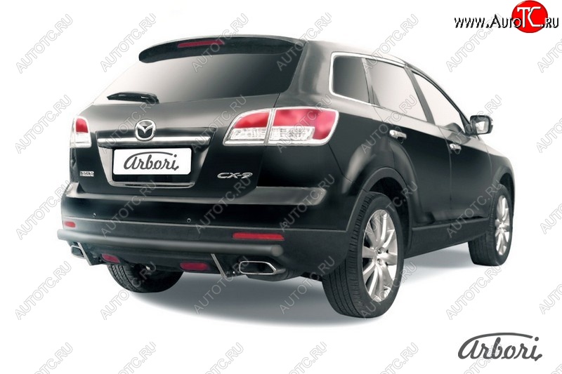 7 379 р. Защита заднего бампера Arbori (черная, 1 труба d57 mm). Mazda CX-9 TB дорестайлинг (2007-2009)  с доставкой в г. Кемерово