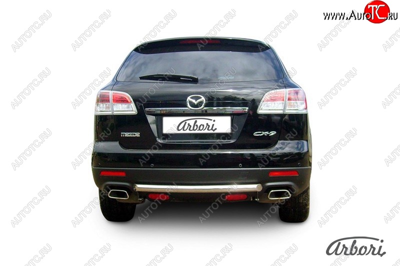 8 999 р. Защита заднего бампера Arbori (короткая, нержавейка, 1 труба d57 mm). Mazda CX-9 TB дорестайлинг (2007-2009)  с доставкой в г. Кемерово