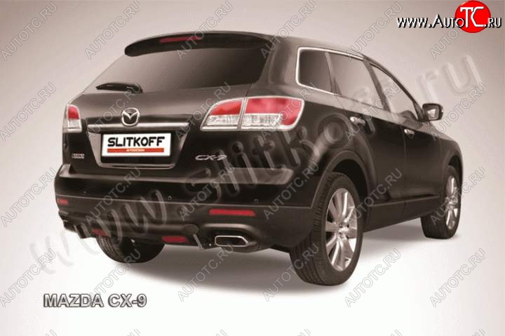 6 399 р. Защита задняя Slitkoff Mazda CX-9 TB дорестайлинг (2007-2009) (Цвет: серебристый)  с доставкой в г. Кемерово