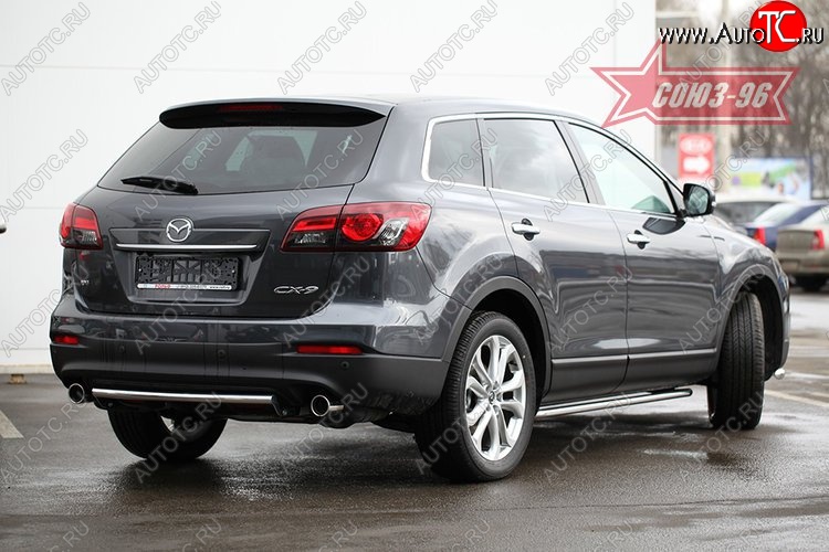 13 409 р. Защита заднего бампера из короткой трубы d42 Souz-96 Mazda CX-9 TB дорестайлинг (2007-2009)  с доставкой в г. Кемерово