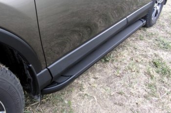 Пороги алюминиевые Slitkoff Mazda CX-5  KE (2015-2017) рестайлинг (Optima Black )
