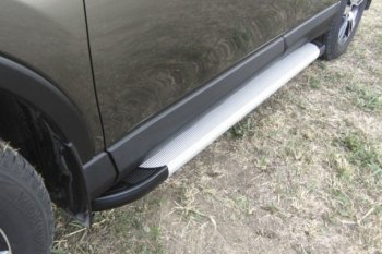 Пороги алюминиевые Slitkoff Mazda CX-5  KE (2015-2017) рестайлинг (Optima Silver)