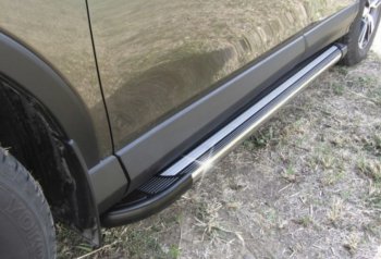 Пороги алюминиевые Slitkoff Mazda CX-5  KE (2015-2017) рестайлинг (Luxe Black)