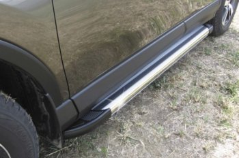 Пороги алюминиевые Slitkoff Mazda CX-5  KE (2015-2017) рестайлинг (Luxe Silver)