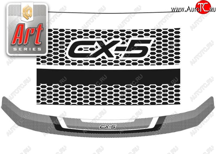 2 399 р. Дефлектор капота CA-Plastiс  Mazda CX-5  KF (2016-2025) (Серия Art белая)  с доставкой в г. Кемерово